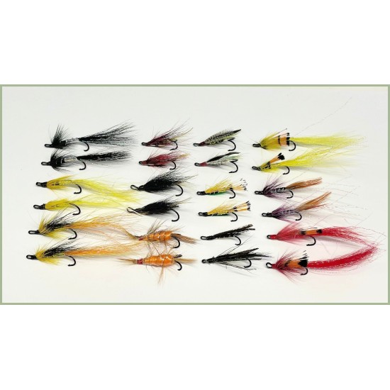thumbnail image 2 of 24 Salmon Flies Assorted In Fly Box – Single & Double Hooks, Troutflies UK NBX93 2 of 3